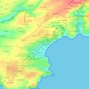 Mapa topográfico Kerdivizien, altitud, relieve