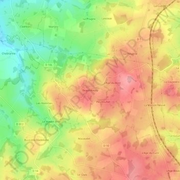 Mapa topográfico Beautribeau, altitud, relieve