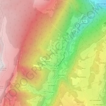 Mapa topográfico Le Fournel, altitud, relieve