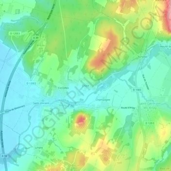 Mapa topográfico Chaze, altitud, relieve