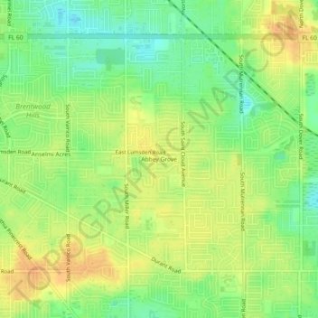Mapa topográfico Abbey Grove, altitud, relieve