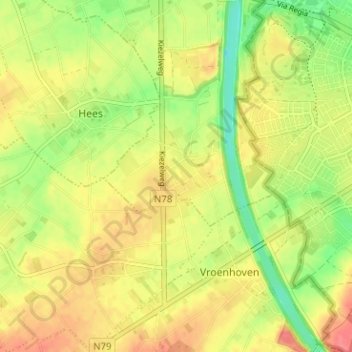 Mapa topográfico Kesselt, altitud, relieve