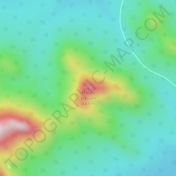 Mapa topográfico Mount Hassell, altitud, relieve
