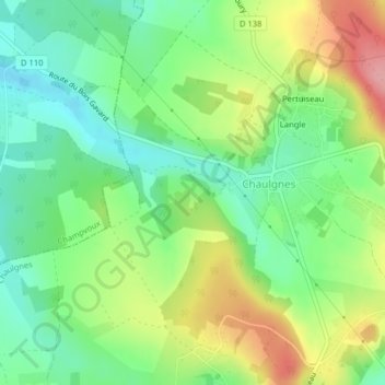 Mapa topográfico Champ de l'Allier, altitud, relieve