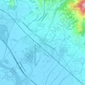 Mapa topográfico San Lazzaro, altitud, relieve