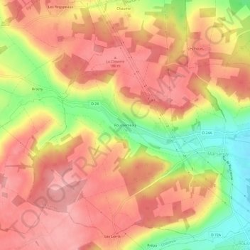 Mapa topográfico Roussemeau, altitud, relieve