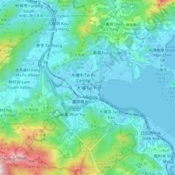 Mapa topográfico 大埔, altitud, relieve