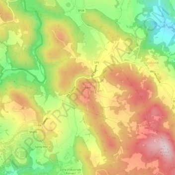 Mapa topográfico Foce, altitud, relieve