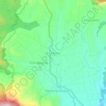 Mapa topográfico Kuta Rayat, altitud, relieve