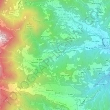 Mapa topográfico Fecchiera, altitud, relieve