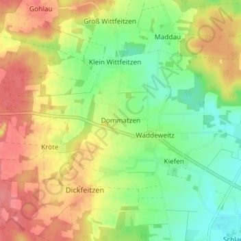 Mapa topográfico Dommatzen, altitud, relieve
