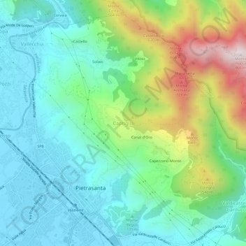 Mapa topográfico Capriglia, altitud, relieve