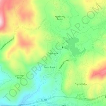 Mapa topográfico Scenic View, altitud, relieve