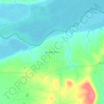 Mapa topográfico Canadian Shores, altitud, relieve