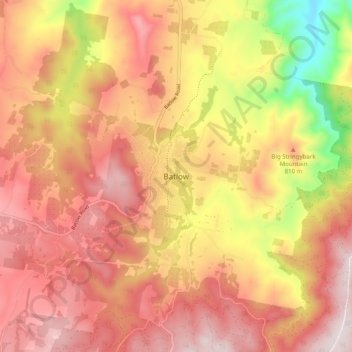 Mapa topográfico Batlow, altitud, relieve
