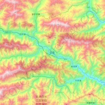 Mapa topográfico 文县, altitud, relieve