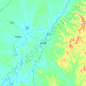Mapa topográfico 路口镇, altitud, relieve