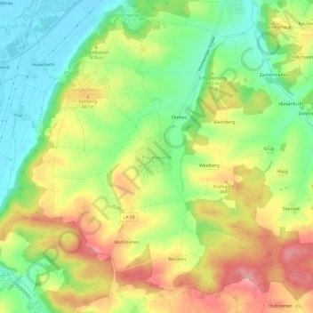 Mapa topográfico Haunwang, altitud, relieve