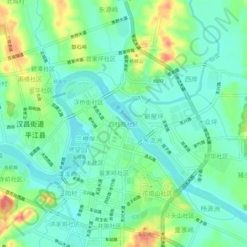 Mapa topográfico 四柱路社区, altitud, relieve