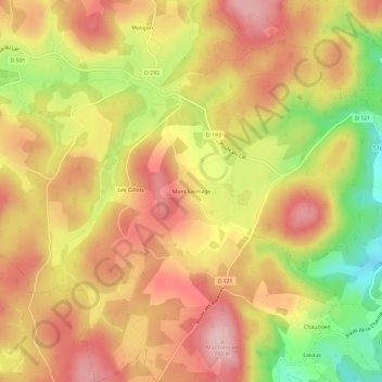 Mapa topográfico Montsermage, altitud, relieve