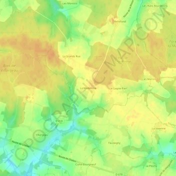 Mapa topográfico La Madeleine, altitud, relieve