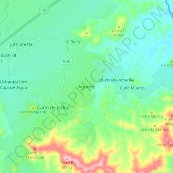 Mapa topográfico Aguirre, altitud, relieve
