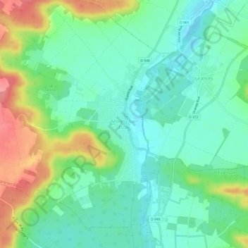 Mapa topográfico Moigny-sur-École, altitud, relieve