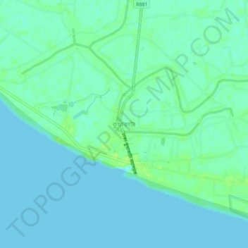 Mapa topográfico Kuakata, altitud, relieve