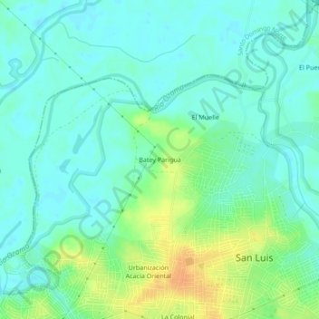 Mapa topográfico Batey Parigua, altitud, relieve