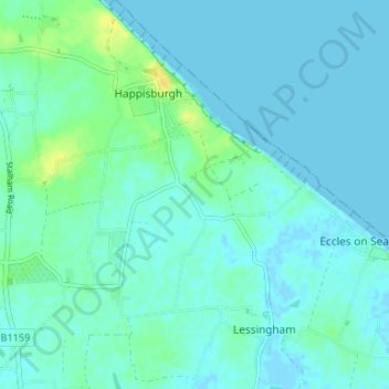 Mapa topográfico Whimpwell Green, altitud, relieve