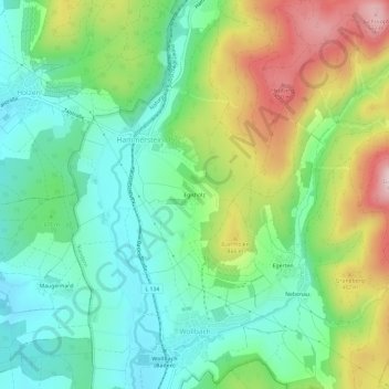 Mapa topográfico Egisholz, altitud, relieve