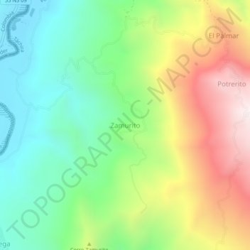 Mapa topográfico Zamurito, altitud, relieve