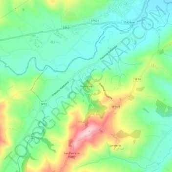 Mapa topográfico Nidastore, altitud, relieve