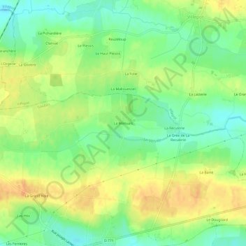 Mapa topográfico La Menuais, altitud, relieve