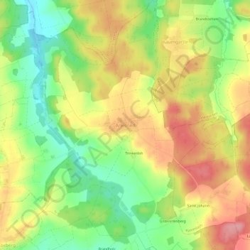 Mapa topográfico Arlesried, altitud, relieve