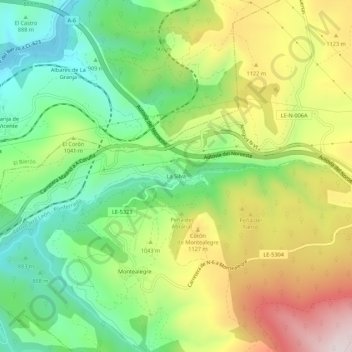 Mapa topográfico La Silva, altitud, relieve