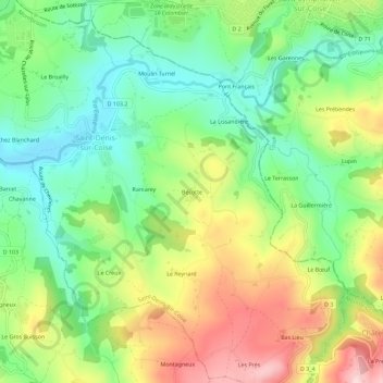 Mapa topográfico Bécotte, altitud, relieve