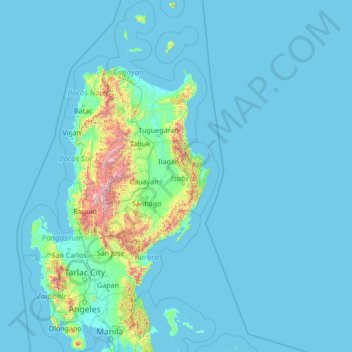 Mapa topográfico Isabela, altitud, relieve