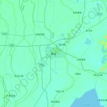 Mapa topográfico 南县, altitud, relieve