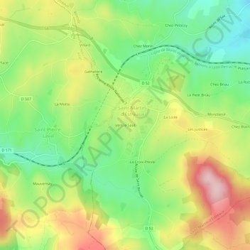 Mapa topográfico Vers le Saut, altitud, relieve