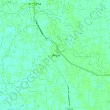Mapa topográfico Debidwar, altitud, relieve