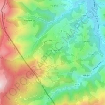 Mapa topográfico Xekalegaraia, altitud, relieve