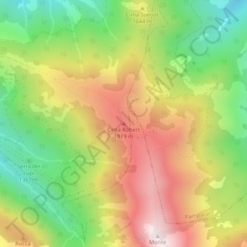 Mapa topográfico Cima Robert, altitud, relieve