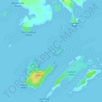 Mapa topográfico Step Island, altitud, relieve