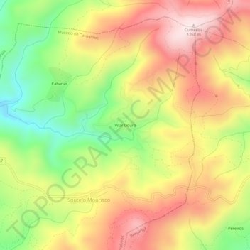 Mapa topográfico Vilar Douro, altitud, relieve
