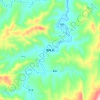 Mapa topográfico 南开乡, altitud, relieve