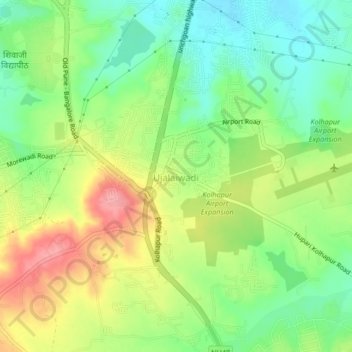 Mapa topográfico Ujalaiwadi, altitud, relieve