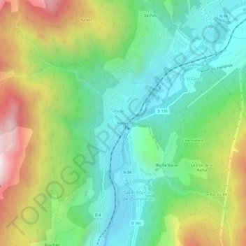 Mapa topográfico Prelles, altitud, relieve