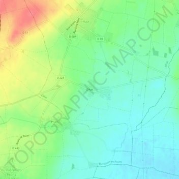 Mapa topográfico Olhat, altitud, relieve