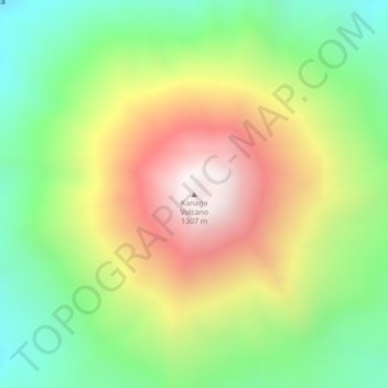 Mapa topográfico Kanaga Volcano, altitud, relieve